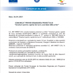 Comunicat de presa - Anunt LANSARE proiect „Granturi pentru capital de lucru acordate IMM-urilor – Masura 2” - Aky Invest SRL